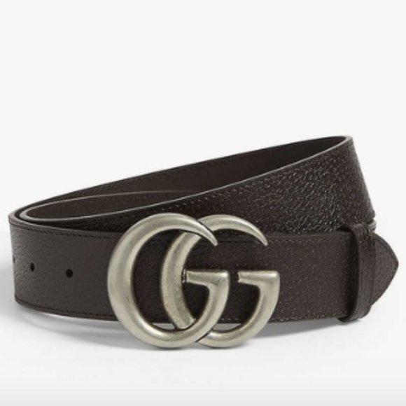 Leather belt with Double G Buckle